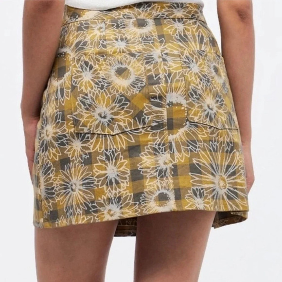Urban Outfitters | Boho Academia Pleated Plaid Floral Mini Wrap Front Skirt (M) - Picture 2 of 4